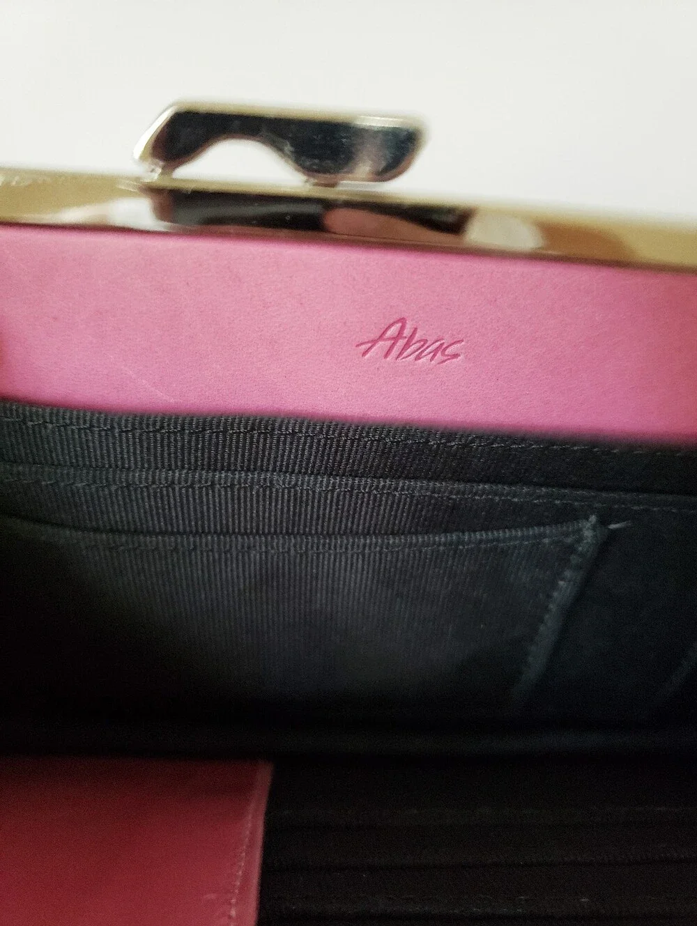 Vintage Abas Pink Croc Print Frame Clutch Leather Wallet